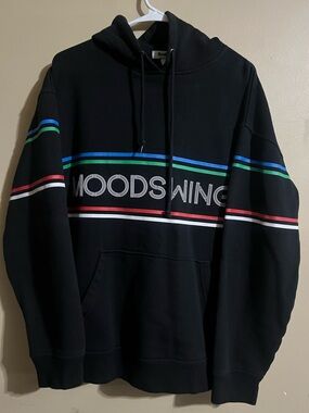 Moodswing Black Hooded Sweatshirt with Multicolor Stripes